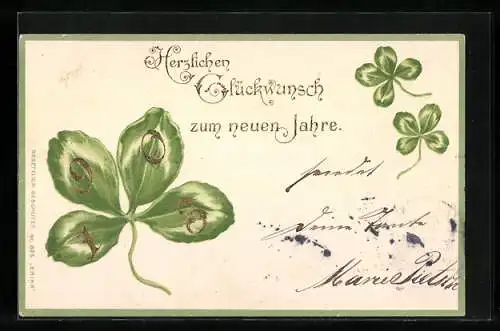 AK Jahreszahl 1903 auf einem Kleeblatt, Neujahrsgruss