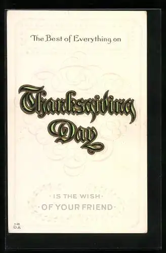 Präge-AK Goldener Schriftzug Thanksgiving Day