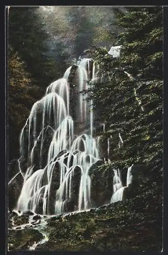 AK Harzburg, Blick auf den Radau-Wasserfall