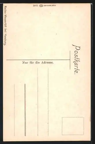 AK Harzburg, Blick auf den Radau-Wasserfall