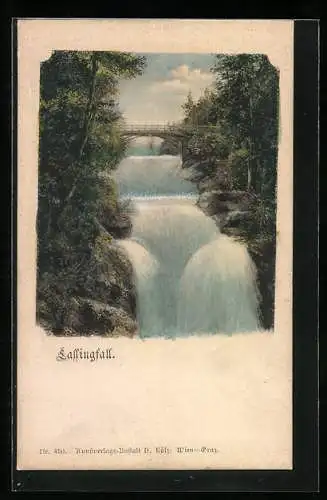 AK Lassingfall, Brücke über dem Wasserfall