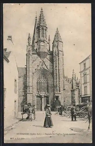 AK Guérande, Facade de l`église Saint-Aubin