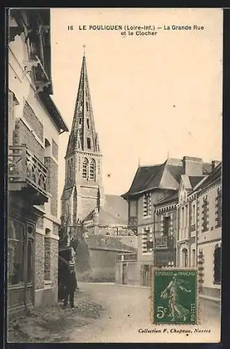 AK Le Pouliguen, La Grande Rue et le Clocher