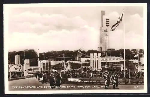 AK Glasgow, Empire Exhibition 1938, The Bandstand and Tower