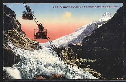 AK Wetterhorn-Aufzug mit oberem Grindelwaldgletscher