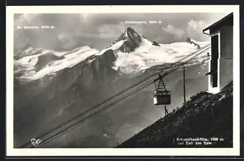 AK Zell am See, Seilbahn an der Schmittenhöhe, Blick auf Gr. Glockner und Kitzsteinhorn