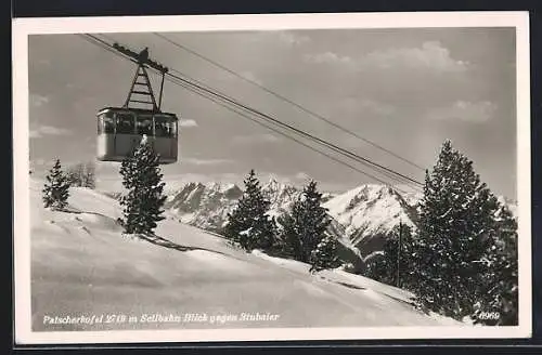 AK Patscherkofel, Seilbahn mit Blick gegen Stubaier