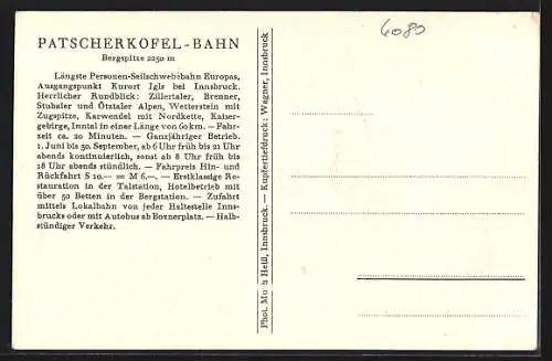 AK Patscherkofel-Bahn an der Bergspitze