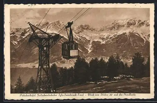 AK Patscherkofl, Seilschwebebahn Igls-Innsbruck-Tirol, Blick von Stütze XI auf die Nordkette