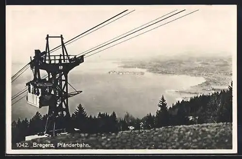 AK Bregenz, Pfänderbahn mit Panoramablick