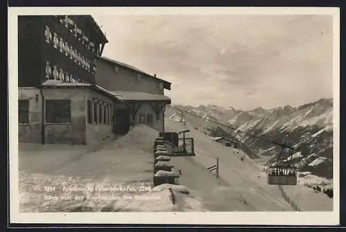 AK Innsbruck, Patscherkofel, Blick von der Seilbahn-Kopfstation ins Stubaital