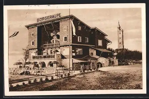 AK Mariazell, Bürgeralpe, Hotel Restaurant J. Feichtegger an der Seilbahn