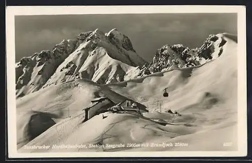 AK Innsbrucker Nordkettenbahn, Station Seegrube mit Brandjoch