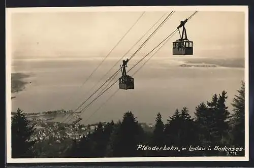 AK Lindau i. Bodensee, Die Pfänderbahn mit Seeblick