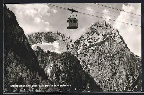 AK Kreuzeckbahn mit Blick auf die Zugspitze und Waxenstein