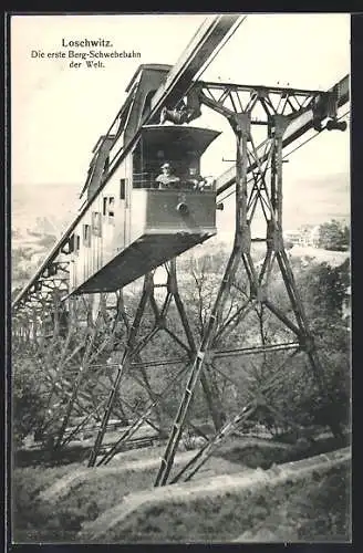 AK Dresden-Loschwitz, Die erste Bergschwebebahn der Welt