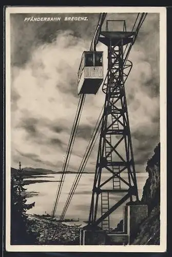 AK Bregenz, Stadtblick mit Pfänderbahn