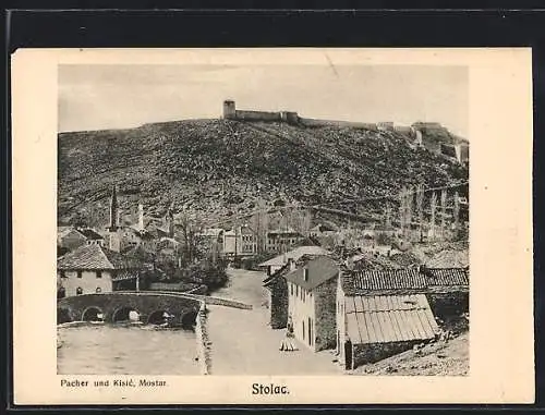 AK Stolac, Ortspartie mit Brücke und Festung