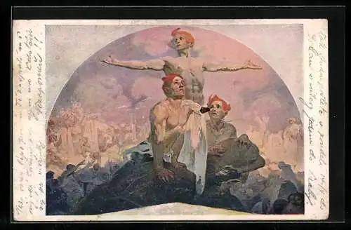 Künstler-AK Alphonse Mucha: Das Erwachen