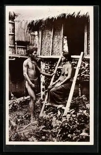 AK Laos, Province Bassac Paksé, Femme et homme Kha