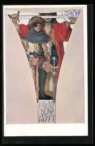 Künstler-AK Alphonse Mucha: Bojovnost, Jan Zizka