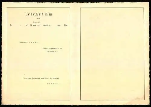 Telegramm Deutsche Reichspost, 1939, Adler mit  und Landschaftsillustration auf Aussenseiten