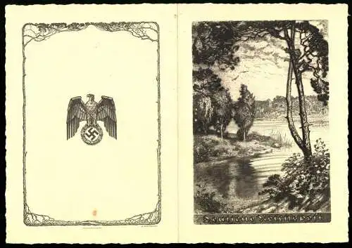 Telegramm Deutsche Reichspost, 1941, mit Reichsadler mit  und Landschaftsmotiv auf den Aussenseiten