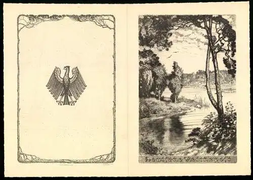 Telegramm Deutsche Reichspost, 1932, Adlergrafik und Landschaftsillustration auf den Aussenseiten