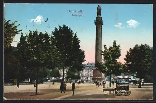 AK Darmstadt, Luisenplatz mit Marktständen