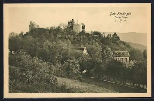 AK Bad Kissingen, Blick zur Bodenlaube mit Umgebung