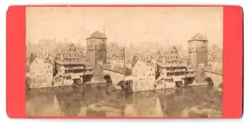 Stereo-Fotografie unbekannter Fotograf, Ansicht Nürnberg, Henkerturm und Burg