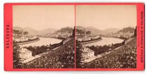 Stereo-Fotografie Würthle & Spinnhirn, Salzburg, Ansicht Salzburg, Panorama mit Salzach von Mülln gesehen