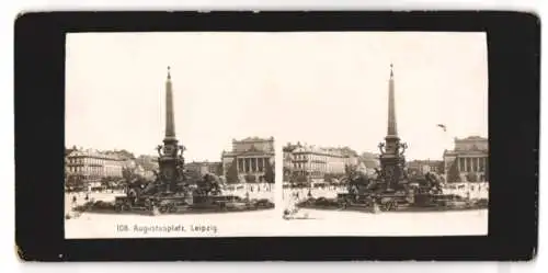 Stereo-Fotografie unbekannter Fotograf, Ansicht Leipzig, Augustusplatz