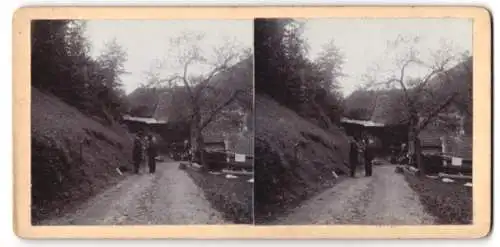 Stereo-Fotografie unbekannter Fotograf, Ansicht Nonnenbach, Strassenansicht mit Bauernhaus