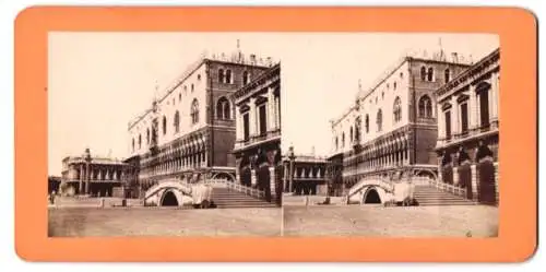 Stereo-Fotografie unbekannter Fotograf, Ansicht Venedig - Venezia, Dogenpalast von der Wasserseite gesehen