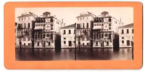 Stereo-Fotografie unbekannter Fotograf, Ansicht Venedig - Venezia, Palazzi am Canale Grande