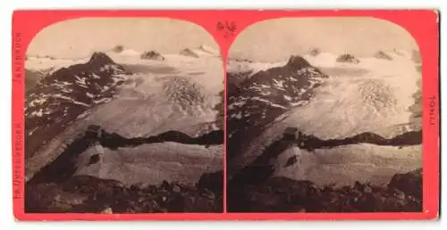 Stereo-Fotografie Fr. Unterberger, Innsbruck, Ansicht Obergurgl, Ramolhaus gegen den Ötzthaler-Ferner, Gletscher