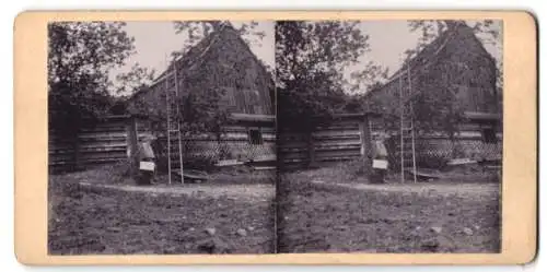 Stereo-Fotografie Imker im Schutzanzug mit Netzhaube und Koffer