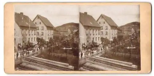 Stereo-Fotografie unbekannter Fotograf, Ansicht Furtwangen, Grossherzog Friedrich I. von Baden bei seiner Ankunft