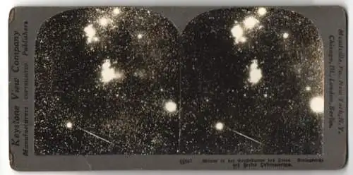 Stereo-Fotografie Keystone, Meadville / PA, Meteor in der Konstellation des Orion, Himmelsaufnahme Yerkes-Observatorium