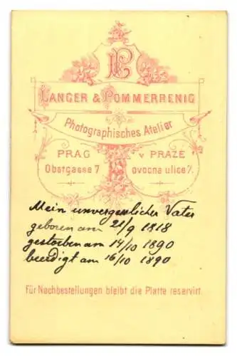 Fotografie Langer & Pommerenig, Prag, Obstgasse 7, Porträt eines älteren Herrn mit Bart