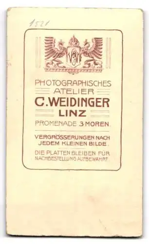 Fotografie C. Weidinger, Linz, Promenade 3, Porträt einer Frau vor einem Tisch mit Blumen