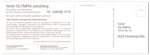 Klapp-AK Penzberg /Obb., Das Hotel Olympia mit Innenansichten, Karlstrasse 33