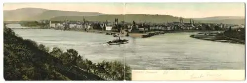 Klapp-AK Coblenz, Panoramablick über den Rhein