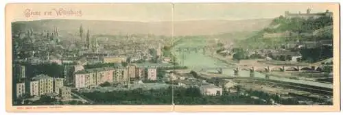 Klapp-AK Würzburg, Panoramablick mit der Festung
