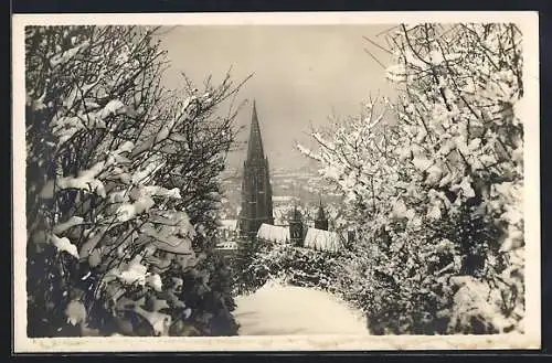 AK Freiburg i. Br., Der Münster im Winter