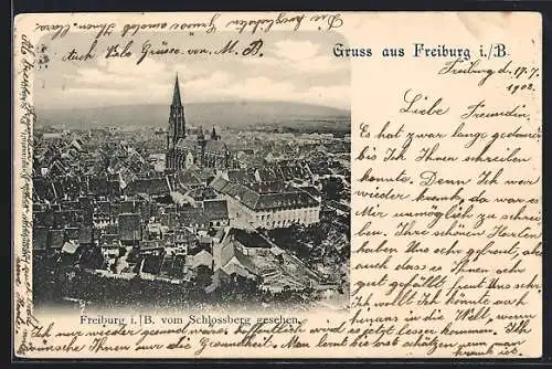 AK Freiburg i. B., Der Münster aus der Vogelschau