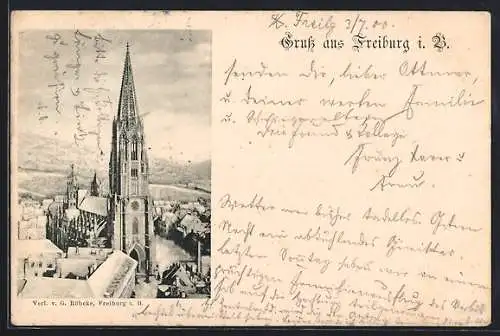 AK Freiburg i. B., Münster mit Umgebung