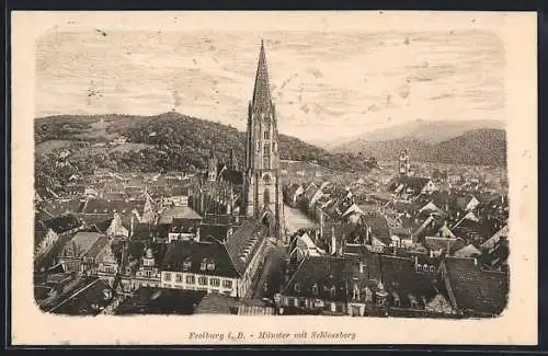 AK Freiburg i. B., Münster mit Schlossberg