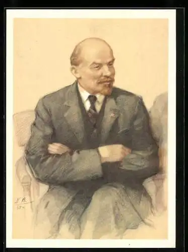 Künstler-AK Portrait Lenin im Anzug
